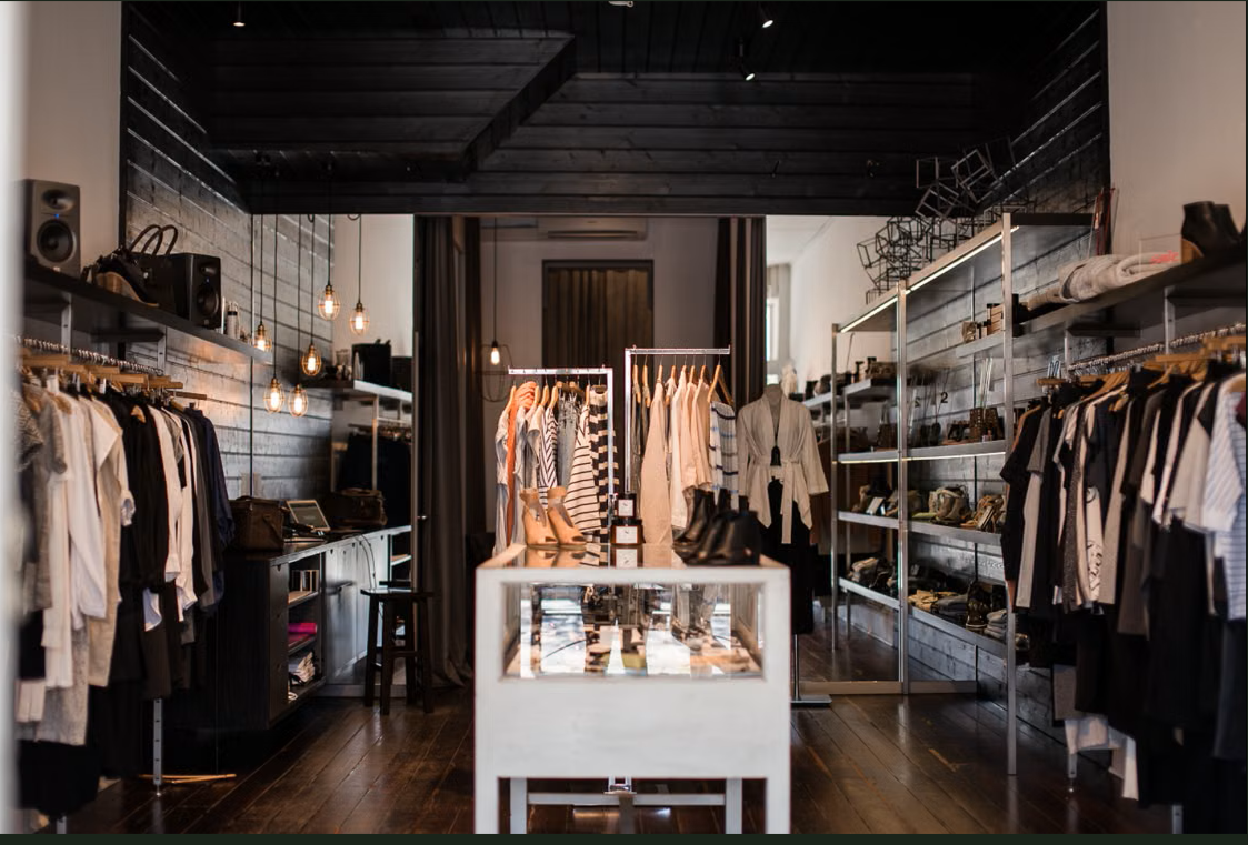 Korean fashion showroom with apparel and accessories